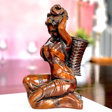 VINTAGE: Solid Resin Lady Planter - Home Decor 