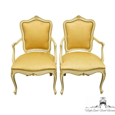 Set of 2 DREXEL FURNITURE Cream / Off White French Provincial Dining Arm Chairs 