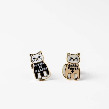 Earrings - Gold Cat Statement Studs