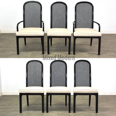 Black Lacquer Dining Chairs - Set of 6 