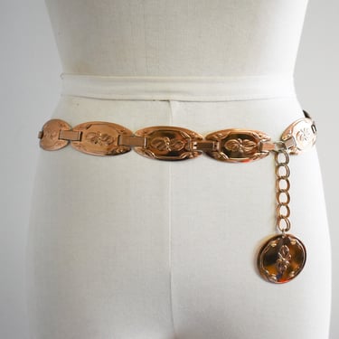 1960s Copper Metal Link Hip Belt 