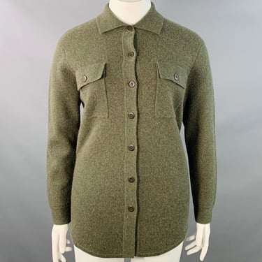 KINROSS Size L Green Olive Cashmere Shirt Jacket Cardigan