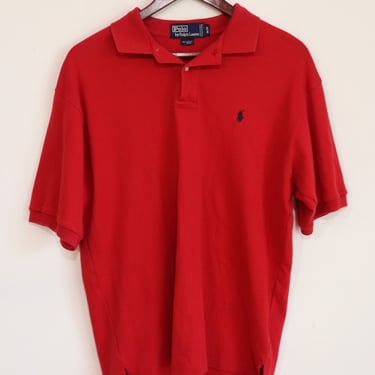 Vintage 90s Ralph Lauren Knit Polo Red Made in Canada Men's Size Medium Used 