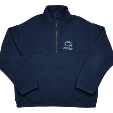 Vintage 90s Penn State University Embroidered Made in USA Quarter Zip Fleece Pullover Size XL 