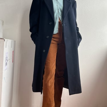 Dark Blue Wool Overcoat (L)