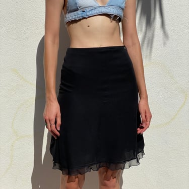 Vintage Chanel Skirt / Nineties 1990's Designer Shirt / Chanel silk chiffon midi Skirt 