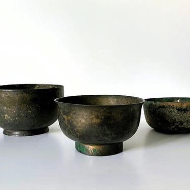 Collection of Three Korean Antique Bronze Bowls