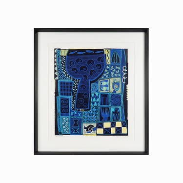 2000 Diana van Hal Linocut "Blue Print II" Signed 