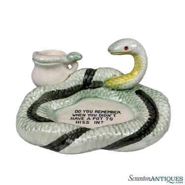 Vintage Porcleian Snake Charmer Souvenir Match Holder Ashtray