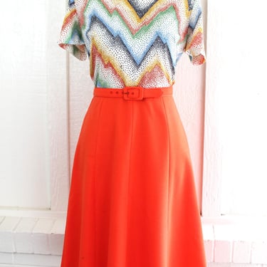 1960s - Mod - Color Blocked - Orange - Shirtwaist Dress - by Nardis - Estimated size L 