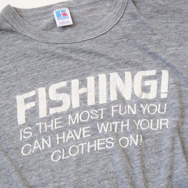 Vintage 70s paper thin Fishing T-Shirt | funny fishing shirt 