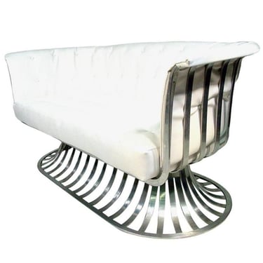Herbert Saiger for Russell Woodard Extruded Polished Aluminum Outdoor/Patio Sofa Settee 