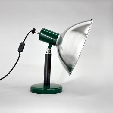 Vintage Industrial Metal & Beech Wood Table Lamp, Restored, 1970s / Industrial Style / Spot Light 