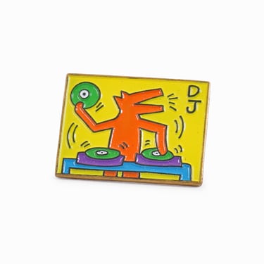 Keith Haring Pin Vintage Keith Haring x Obey Barking Dog DJ 