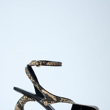 Dries Van Noten Women Snakeskin-Embossed Slingback Heels