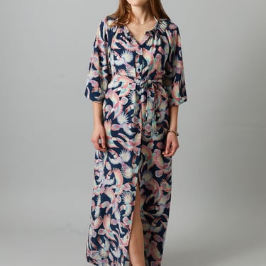 The Classic Maxi Dress | Faded Gliding Toucans in Navy