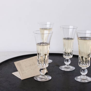 Set Of 5 Pressed Glass Champagne Flutes