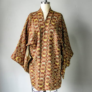 1950s Haori Rayon Crepe Butterfly Lounge Robe 