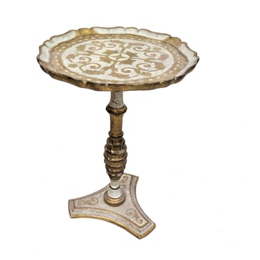 Small Side Table | Vintage Italian Florentine Hollywood Regency Gold Gilt Wood Accent Table 