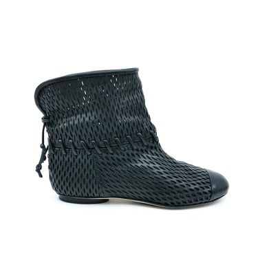 Chanel Perforated Leather Ankle Boots, 37