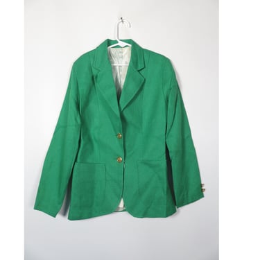 Vintage 70s Kids Kelly Green Blazer With Gold Anchor Buttons Size 10 