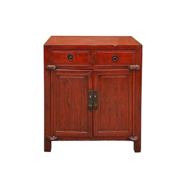 Vintage Chinese Distressed Brick Red Drawers Side Table Credenza Cabinet cs7805E 