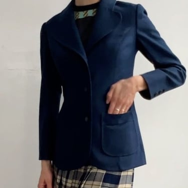 60s Young Pendleton Navy Wool Blazer (S)