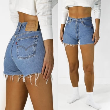 Vintage Levi's 501 Jean Shorts W29 Tag, 27 Waist, 2000s Made in USA, 100% Cotton Denim, Button Fly Cut-offs 