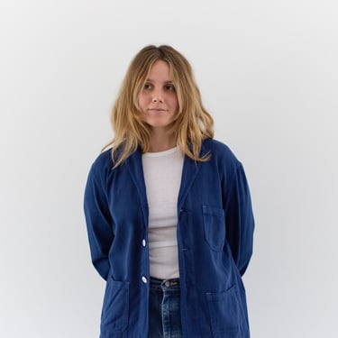 Vintage True Blue Overdye Chore Jacket | Navy Blue Cotton Work Blazer | S | 