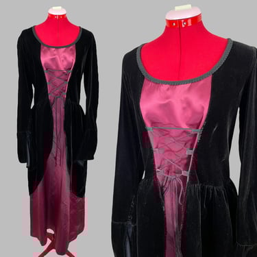 Vintage Gothic Lip Service 90s Velvet Vampire Renaissance Maxi Corset Dress 