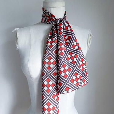 Vintage 1960s-70s Red & Navy Scarf / Ascot Tie 