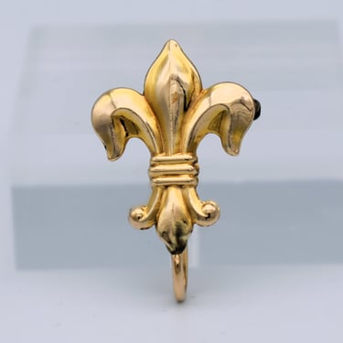 40's Hayward gold filled metal fleur de lis watch pin, Victorian style 12K GF pendant holder brooch 