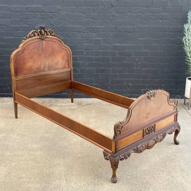 Antique French Louis XVI Carved Wood Twin Size Bed Frame, 1940’s 