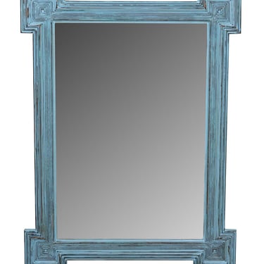 Blue Painted Beveled Mirror