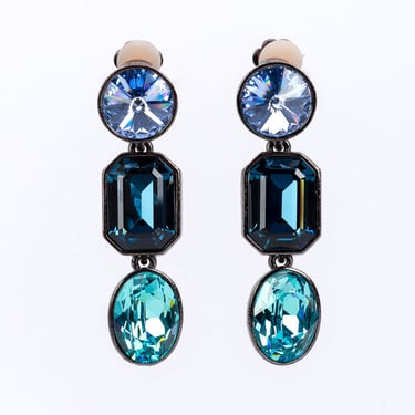 Blues Crystal Link Drop Earrings