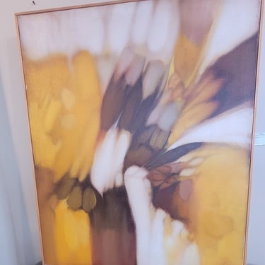 Robert Lawson Mid Century Abstract Painting browns, yellows, abstract, MCM art 