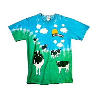 Vintage Ben &amp; Jerrys T-Shirt Adult Tie Dye Euphoria Cow Ice Cream Hippie All Over Print