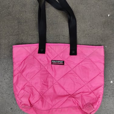 90s Polo Sport Pink Quilted Nylon Tote Bag 1990s 