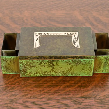 Heintz Arts & Crafts Sterling Silver on Bronze Cigar Box or Humidor