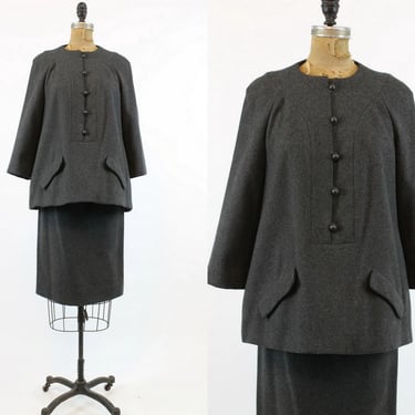1960s Geoffrey Beene suit xs | trapeze tunic top and pencil skirt 