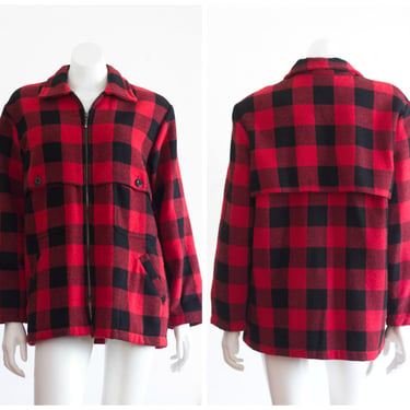 Red buffalo plaid zip up jacket 