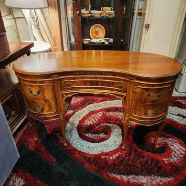 French Provincial Louis XV Vanity Writing Desk. Crescent shape, great condition. 