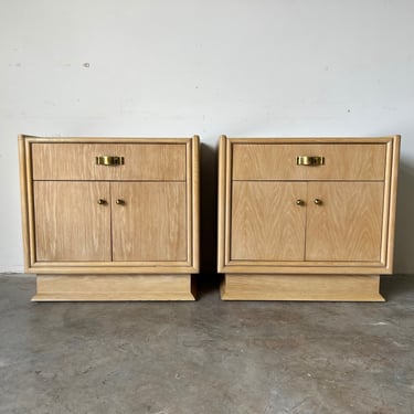 A Pair of Vintage Cerused Wood Nightstands by Century Furniture 