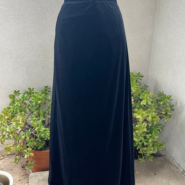 Vintage glamorous black velvet maxi skirt petticoat attached train style Sz 4 by Tom Barra Collection 