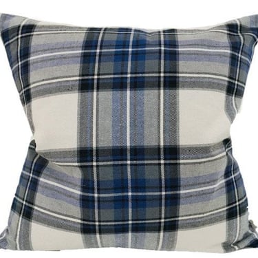 Blue Plaid Tartan Pillow Cover (ON THE SHELF)