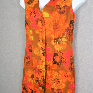 1970's - Ethel's Originals - Tropical - Orange Floral - Marked size 16 
