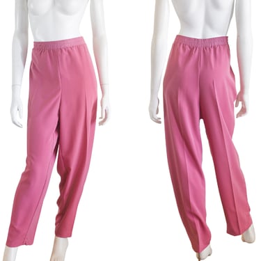 1980s pink pants with elastic waist band 