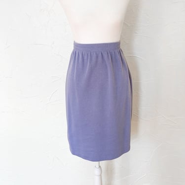 80s/90s Periwinkle Light Purple Knit Pencil Skirt | Small/Medium 