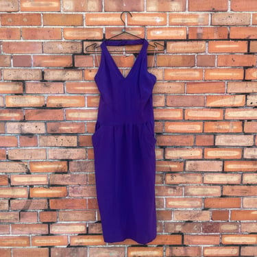 vintage 80s purple chloe halter dress / s m small medium 