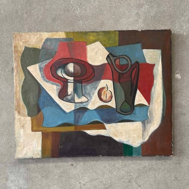 1950's Abstract Oil Painting On Canvas